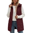 thumbnail image 2 of Women’s Mid‑Length Sleeveless Quilted Puffer Jacket Diamond Stitching Full Zip Vest with Soft Lining and Pockets for Cold Weather Red, 2 of 9