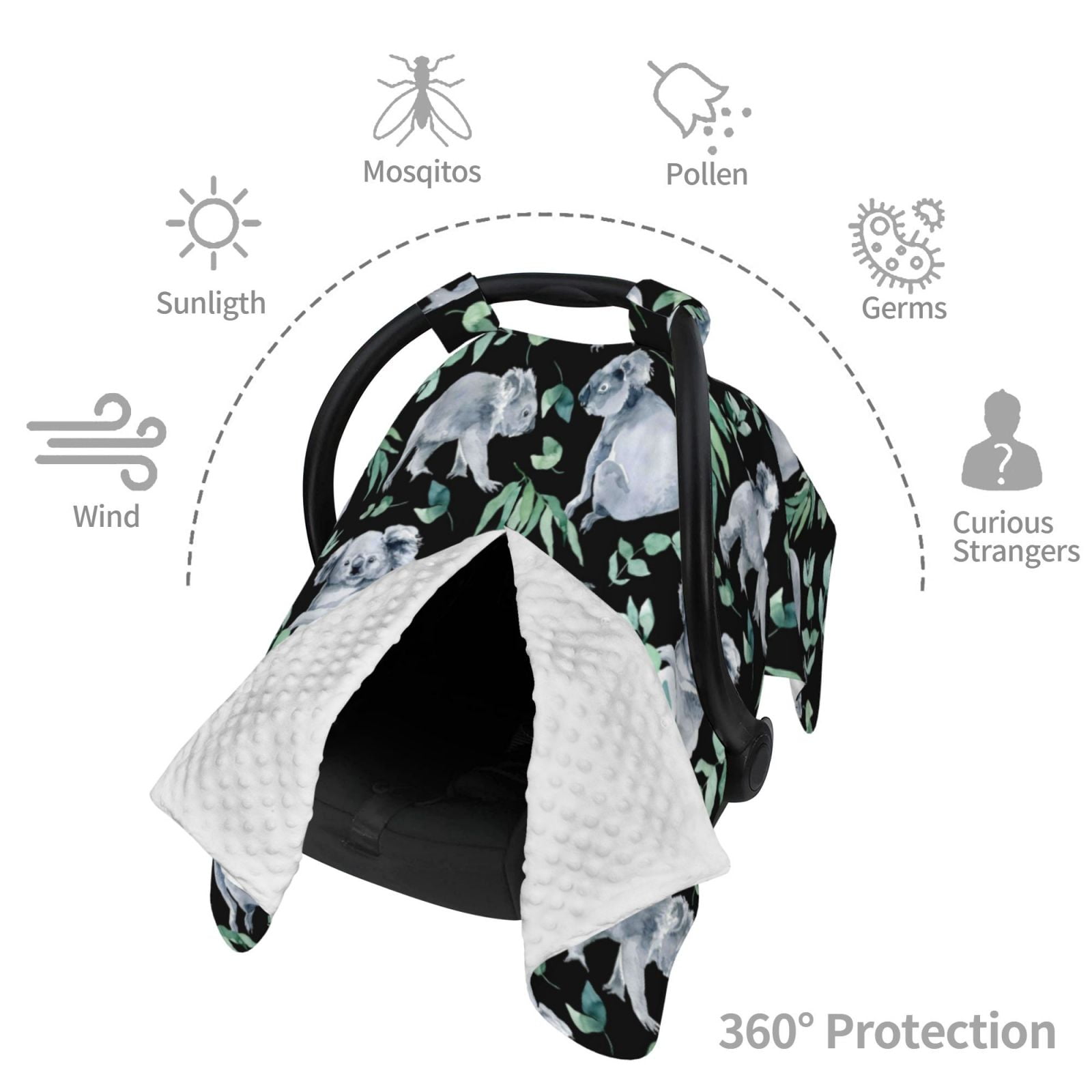 Car Seat Cover Baby - Cartoon Koala Bear Breathable Infant Car Seat Cover for Baby Carseat, Lightweight Comfort Baby Essentials Must Haves Newborn Stuff for Girl Boy