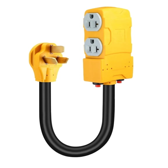 BALoFI 1.5FT 220 to 110 Adapter: NEMA 10-50P to 4x 5-20R/15R with 20 Amp Circuit Breaker - Perfect for 220/250V Electric Stove/Range/Oven! Power Convert Cable
