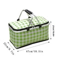 thumbnail image 2 of Insulated Collapsible Picnic Basket - Red & White Gingham - Portable Cooler Tote with Aluminum Handle for Camping, Beach & Outdoor Parties (1pc), 2 of 7