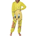 thumbnail image 2 of Looney Tunes Tweety Men's Hooded Jumpsuit - Zip Up One Piece Pajamas Soft Cozy Winter Warm Plush Loungewear, 2 of 8