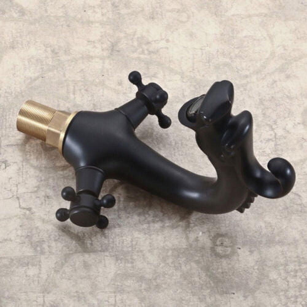 Double Handles Mixer Tap Dragon-shaped Bathroom Vanity Basin Sink Brass Faucet
