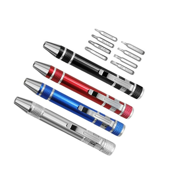 8-In-1 Multifunction Screwdriver Pen Kit Portable Repair Hand Screwdriver Aluminum Alloy Precision Disassembly Pen Gadget Tools Black Fangkenuo