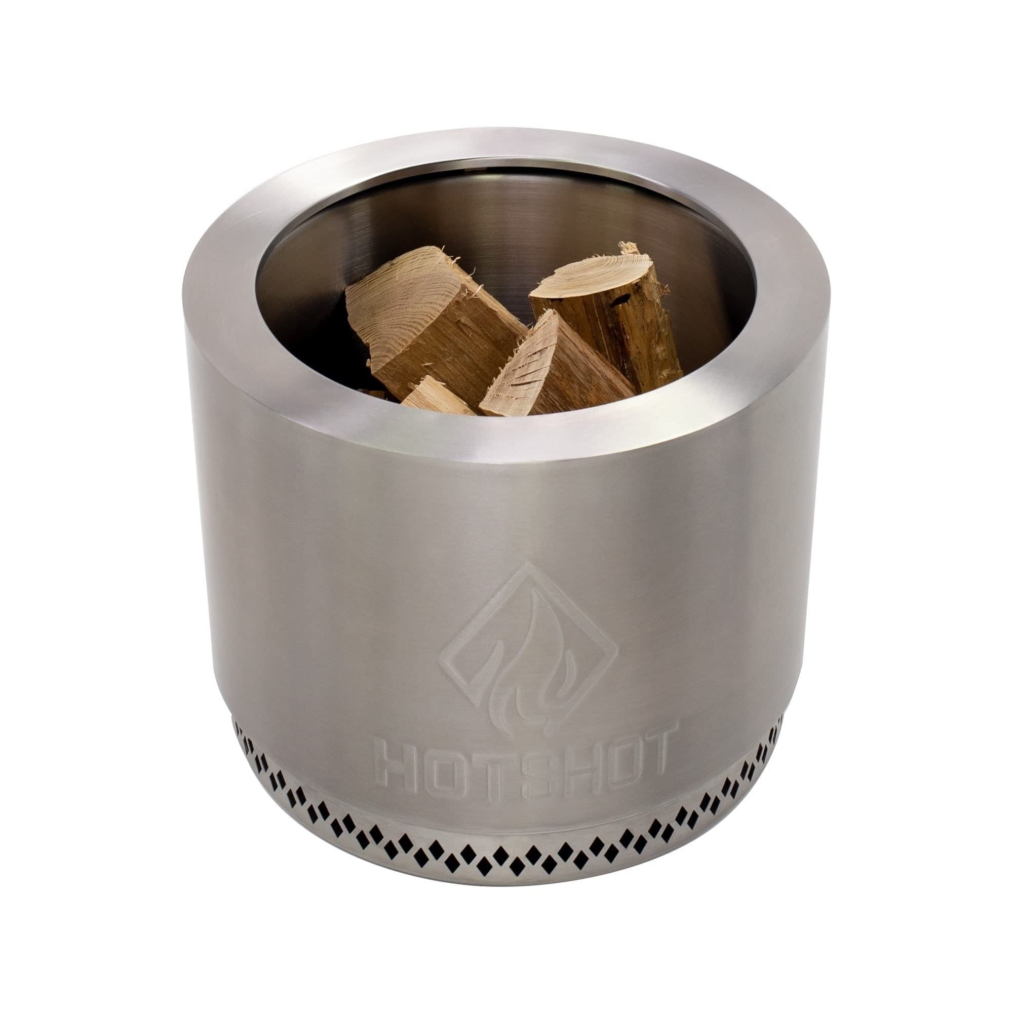 Generic Hotshot 15" Wood Burning Fire Pit Silver Round Stainless Steel — Residential Use, Standard Application