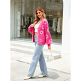 thumbnail image 4 of NAYTOAO Women Heart Print Fuzzy Knit Button Down Cardigan, V Neck Long Sleeve Sweater Outerwear, Casual Fall Knit Jacket, 4 of 5