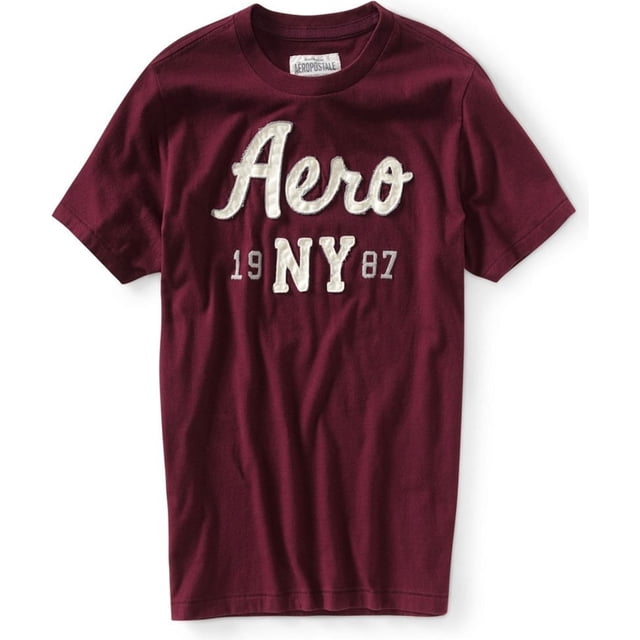 Aeropostale Camiseta gráfica para hombre 19 Ny 87, roja, pequeña