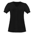 thumbnail image 4 of Black Plus Size Ladies Tops And Blouses Women Summer Lace V Neck Plain Lace Elegant Shirt Fashion Solid Color Elegant Blouse Short Sleeve Comfy Soft Tee, 4 of 4