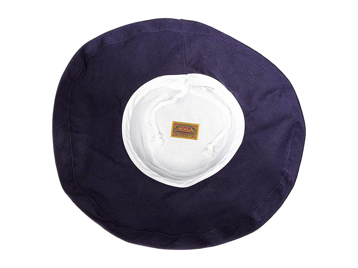 SCALA Big Brim Cotton Sun Hat Navy 