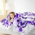 thumbnail image 4 of Feelyou Watercolor Butterfly Queen Comforter Set for Women, Purple Flower Floral Bedding Sets, Chic Artwork Splash Reversible Bedding Comforter Set, Microfiber Bedroom Decor, 3pcs, 4 of 8