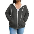 thumbnail image 2 of Hanen Women's Plus Size Casual Hoodies Sweatshirt Long Sleeve Full Zipper Track Tops Athletic Jackets with Pockets, 2 of 6