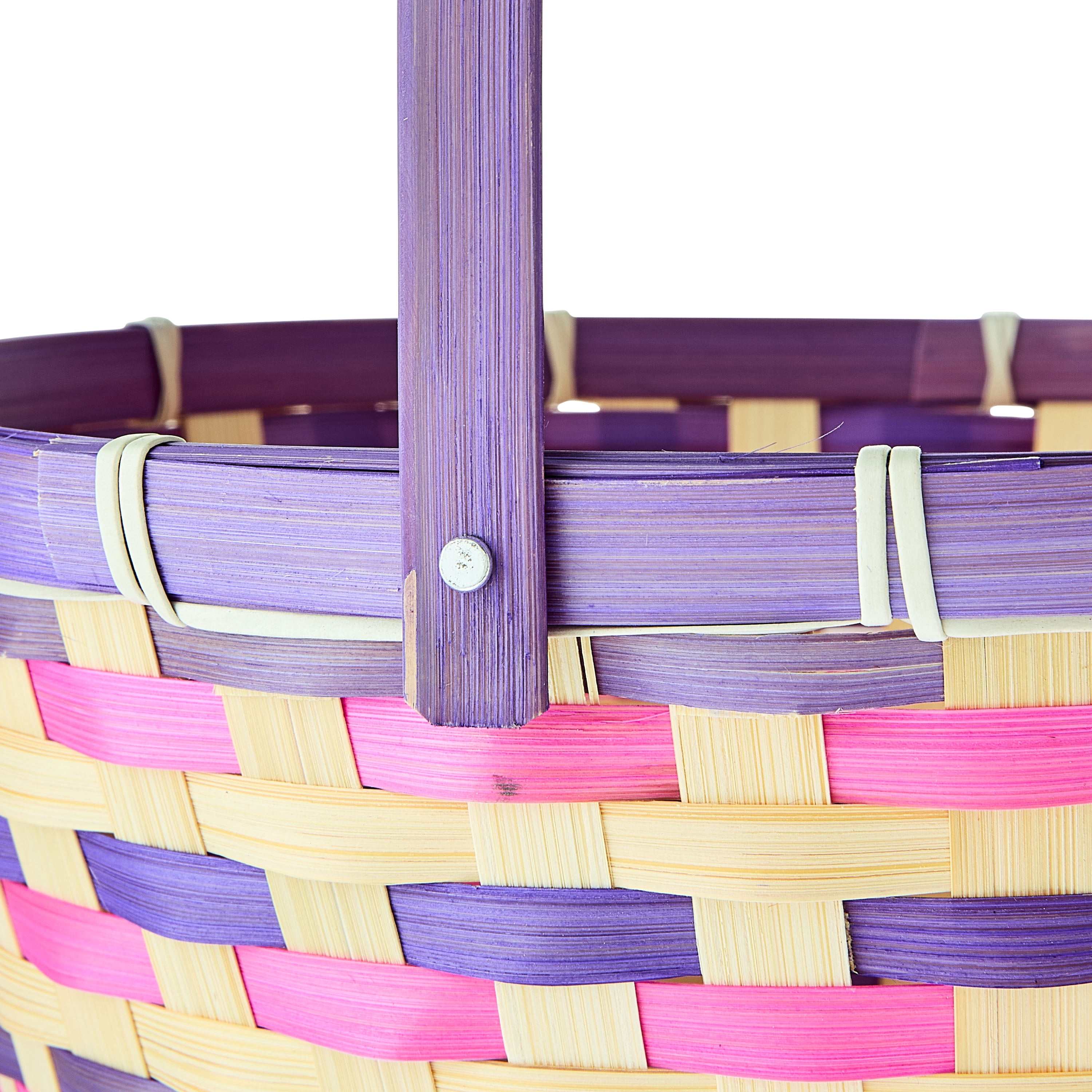Round Bamboo Basket, Pink and Purple, 13.5" x 16", Easter by Way To Celebrate