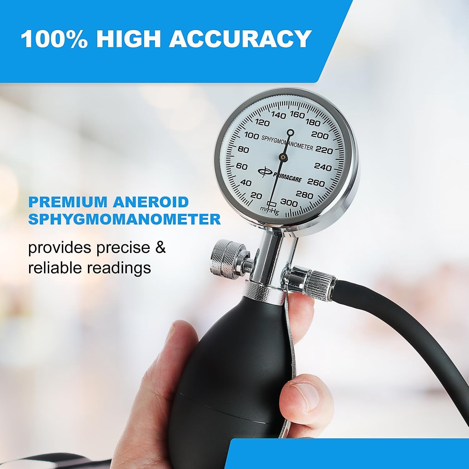 Primacare DS-9185 Aneroid Sphygmomanometer and Blood Pressure Cuff Set with Portable Case, 5 Sized Nylon Cuffs