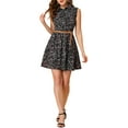 thumbnail image 3 of INSPIRE CHIC Women's Floral Printed Half Placket Knee Length Sleeveless Spring Belted Dress XS Black-Pinks Floral, 3 of 8
