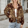 thumbnail image 3 of Jackets for Women Winter Coat Jackets Flannel Stand Collar Jacket(Gold Damask Opulent Wallpaper Design,Size:S-4XL), 3 of 7