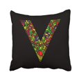 thumbnail image 1 of Mosaico floral Negro Hecho A Mano ABPHQTO con Vidrieras ornamentales Letras Letra V Abc Funda de almohada abstracta 45x45 cm, 1 of 2