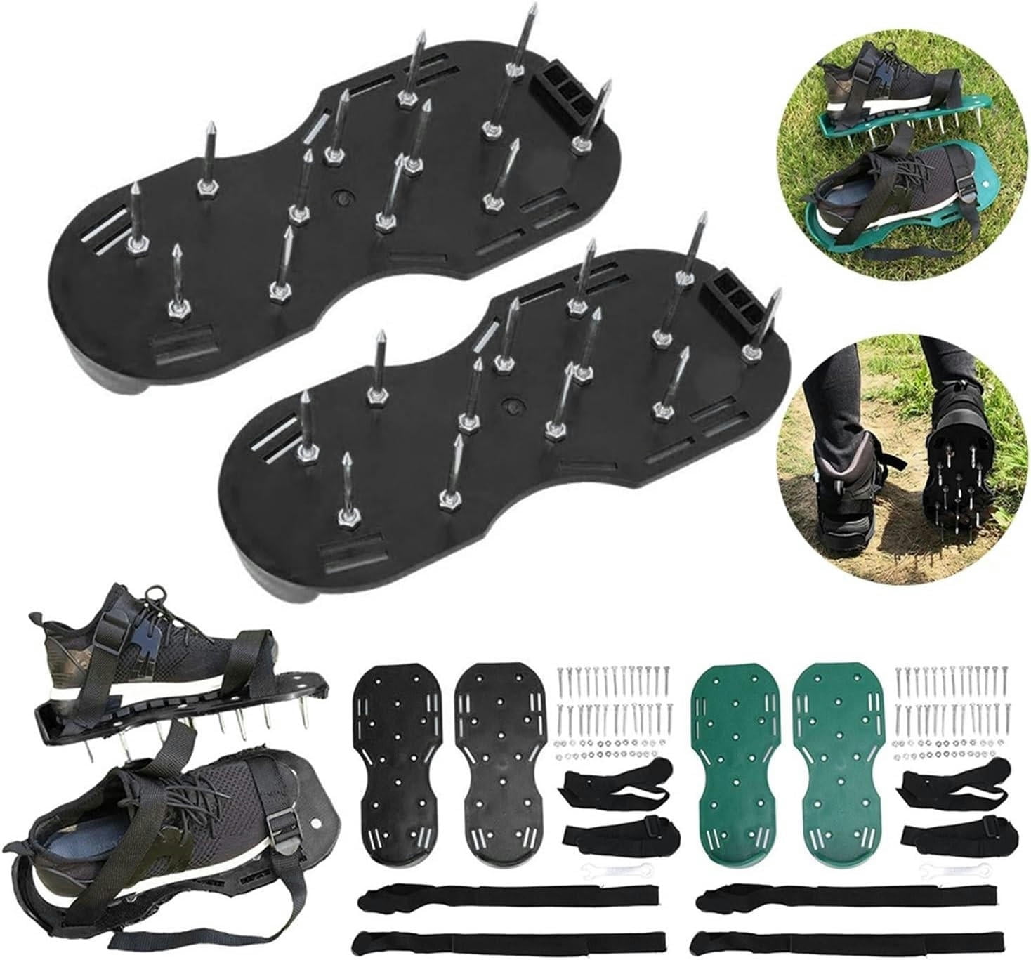 Lawn Aerator Tool 1/2set Garden Lawn Nail Shoes Loose Soil Tool Lawn Aerator Grass Spikes Shoes Self-Leveling Epoxy Yard Grass Cultivator(2PCS Green)