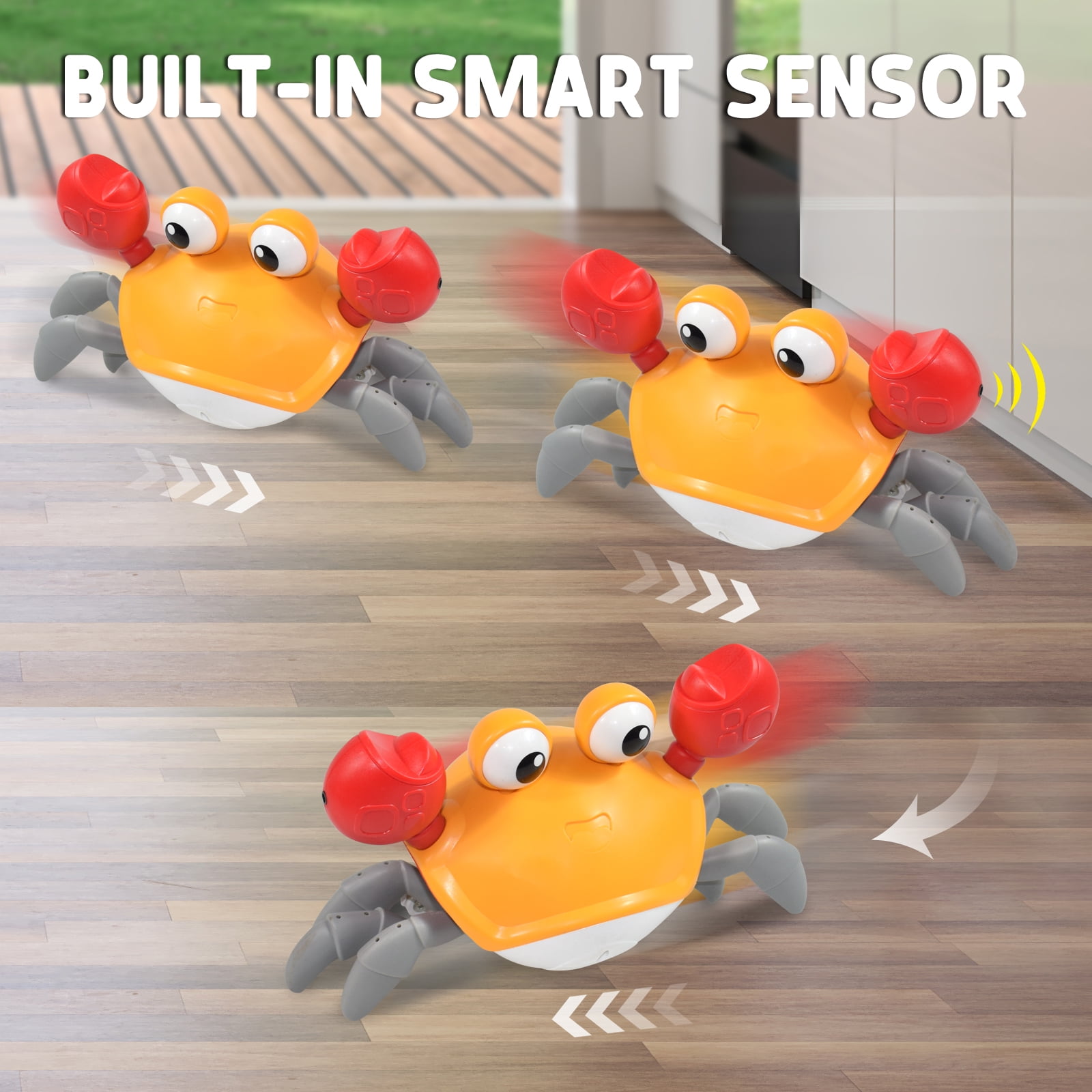 Crawling Crab Baby Toy - Infant Tummy Time Toys 3 4 5 6 7 8 9 10 11 12 Babies Boy 3-6 6-12 Learning Crawl 9-12 12-18 Walking Toddler 36 Months Old Music Development 1st Birthday Gifts
