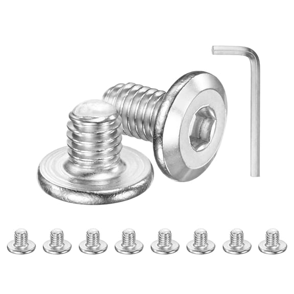 10-Pack Flat Head Socket Cap Screws, M6x8mm 304 Stainless Steel Hex Drive Fastener Kit with Hex Key