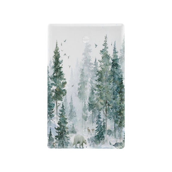 Light Switch Cover Switch Plate Outlet Cover Plug Cover for Electrical Unused Outlet Cover Green Snowy Forest Scene