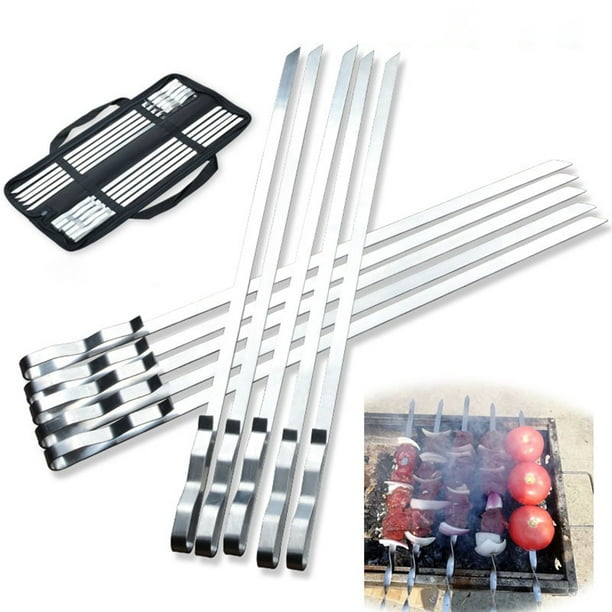 10 brochetas de material acero inoxidable para , palos de , brocheta de kebab para parrilla, de palos de para asar reutilizables CUTICAT Palitos de barbacoa