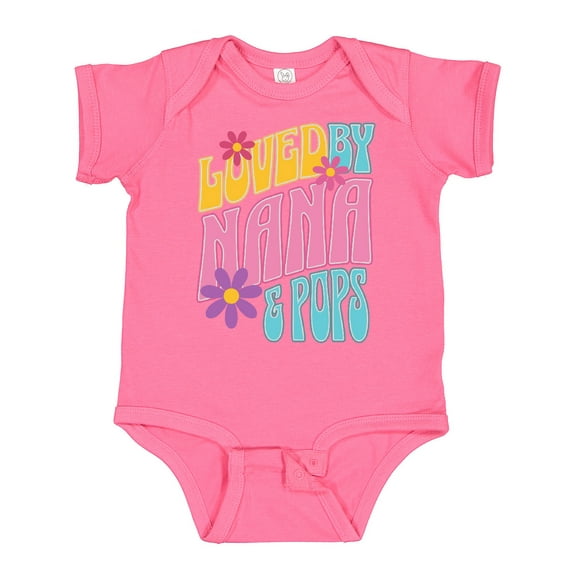 Inktastic Nana and Pops Love Me Retro Flowered Girls Baby Bodysuit