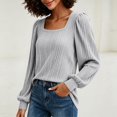 thumbnail image 2 of Women Long Sleeve Puff Sleeve Tops Square Neck Tank Tops Oversized Shirts Flowy Tops Layering Tops Casual Top Comfy Clothes Vacation Outfits Thin Shirts Fall Outfits Workout Tops, 2 of 4