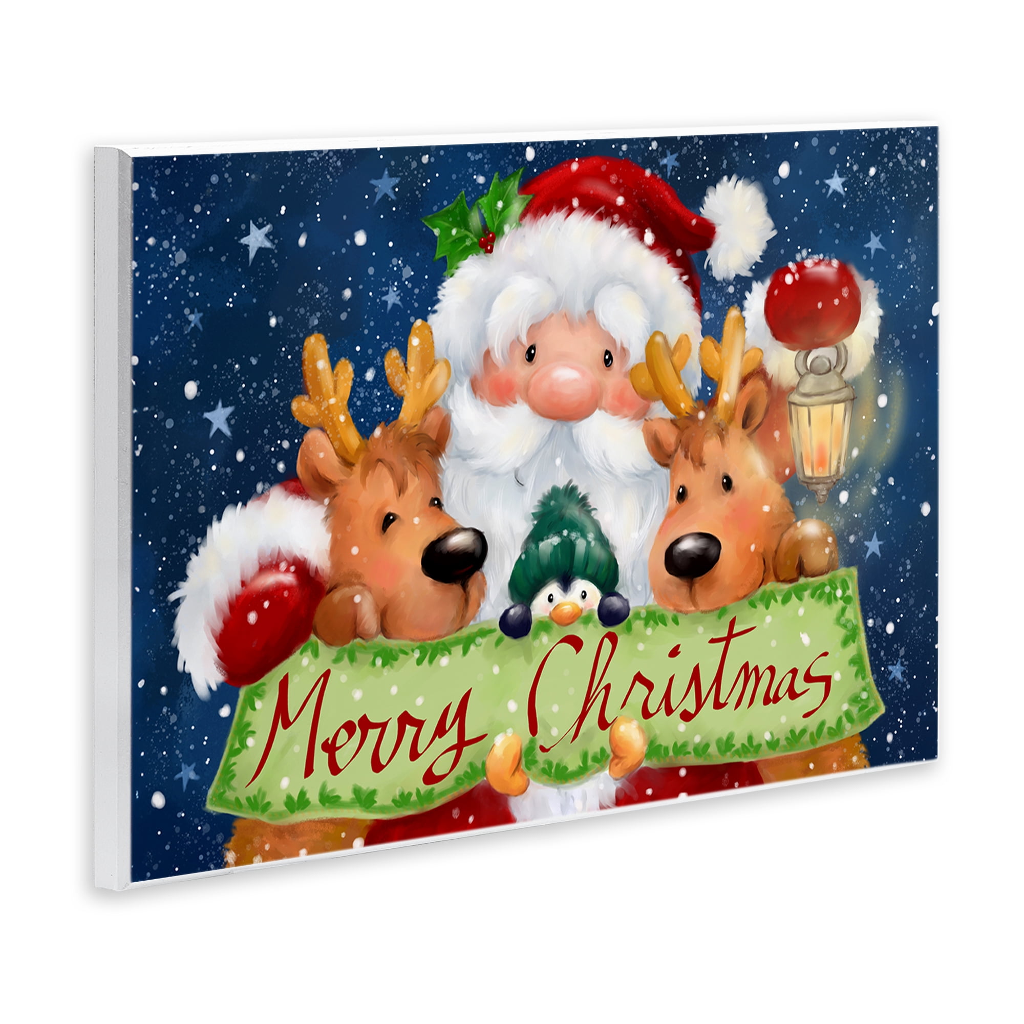 Stupell Industries Santa with Lantern Christmas Holiday Painting Unframed Art Prints Wall Art, 15 x 10