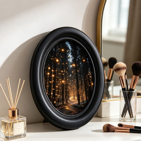 Picture Frame Oval Solid Wood Photo Holder Vintage Style Desktop Wall Decor for Living Room Bedroom and Home Ornament