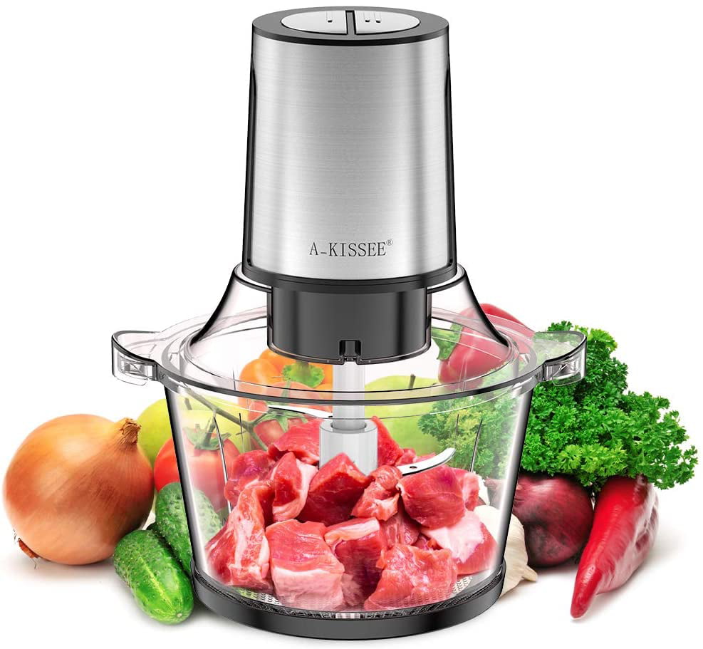 Electric Food Chopper,8-Cup 300W Food Processor Meat Grinder with 2L Glass Bowl 