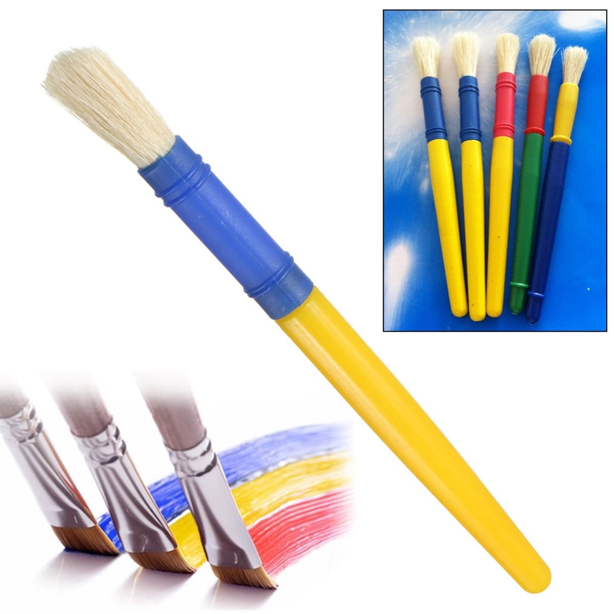 Chunky Paint Brush Plastic Handle For Watercolor Painting
