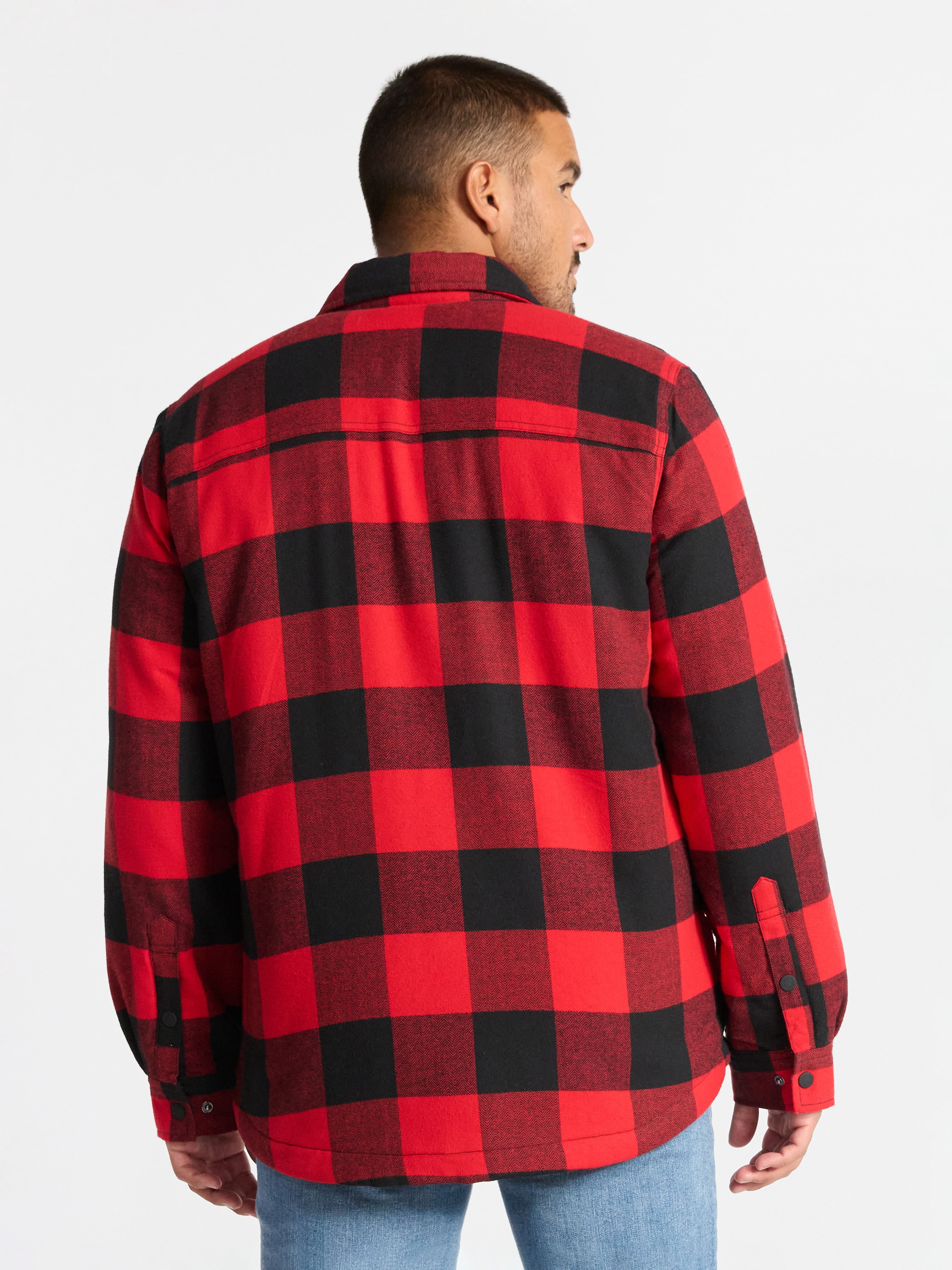 George Men's Shirt Jacket with Long Sleeves, High Pile Fleece Lining, Sizes S-3XL