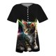 thumbnail image 3 of ICHUANYI Liquidación Mujer Moda Casual Impresión Manga Corta Camiseta Suelta Tops Túnica Blusa ICHUANYI WER202308257317, 3 of 4
