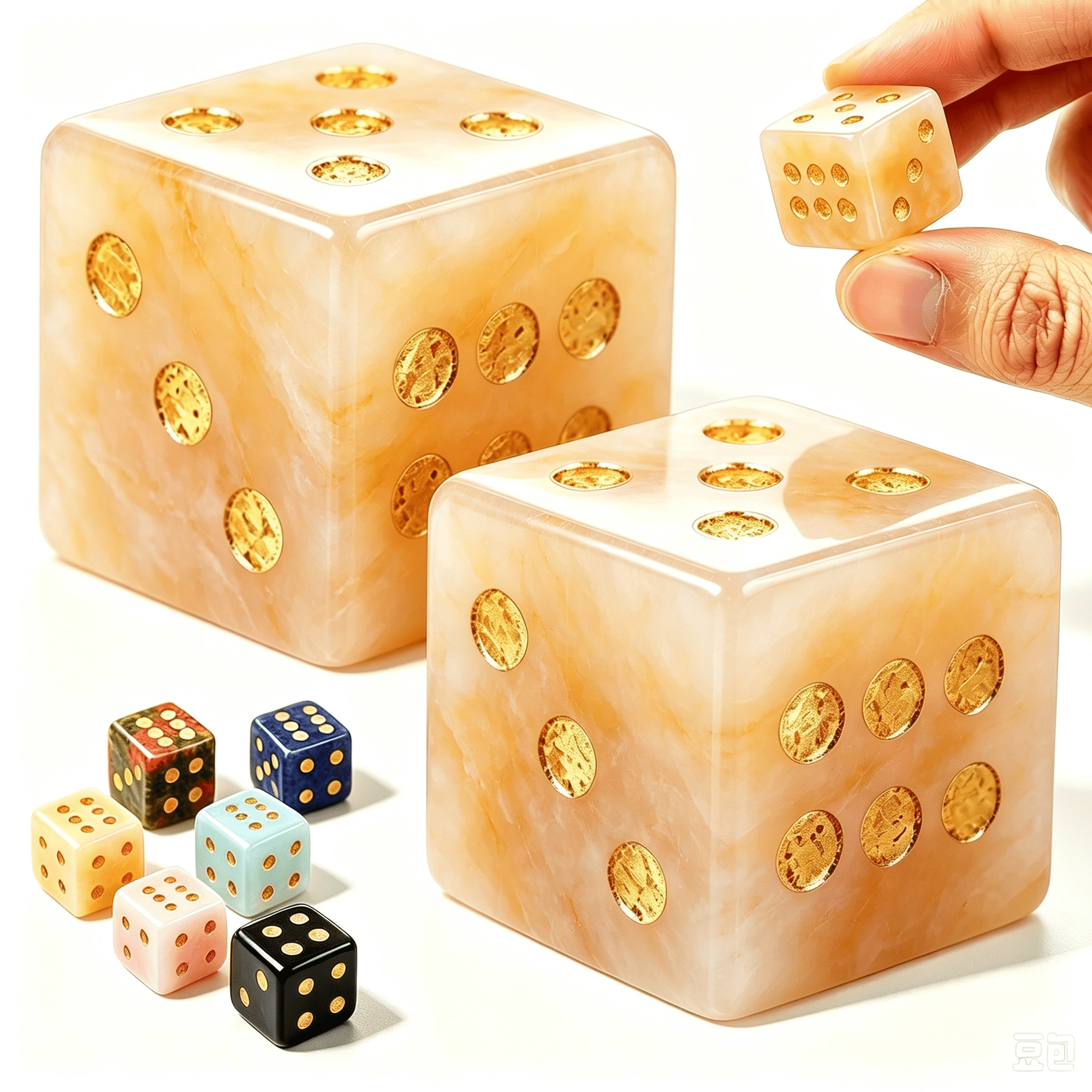 Mahjong Accessories 2Pcs Hand Polished Dice For Board Game Night And Shelf Home Decoration Yellow