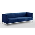 thumbnail image 5 of Jens Navy/Chrome Velvet Sofa - Tuxedo, Line Stitch Tufted, Stainless Steel Chrome Legs, 5 of 9