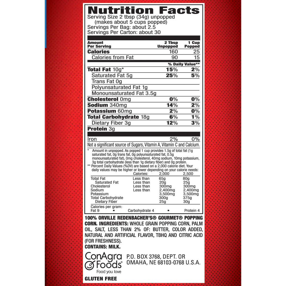 Gourmet Microwave Popcorn Calories Per Bag