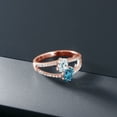 thumbnail image 4 of Gem Stone King 1.51 Ct Sky Blue Aquamarine London Blue Topaz 18K Rose Gold Plated Silver Ring (Size 9), 4 of 4