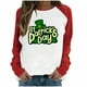 thumbnail image 1 of Blusa de manga larga con estampado de día de San Patricio de patchwork de primavera para mujer con cuello redondo Pompotops  FGAJ427, 1 of 1