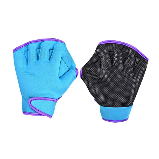 1 par de paletas de natación, guantes de natación, aletas de natación Azul 18cmx19cm