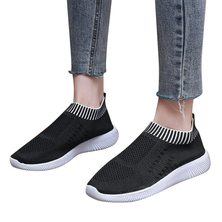 CAICJ98 Non Slip Shoes for Women Womens Canvas Shoes Low Top Fashion  Sneakers Slip on Walking Shoe,Black