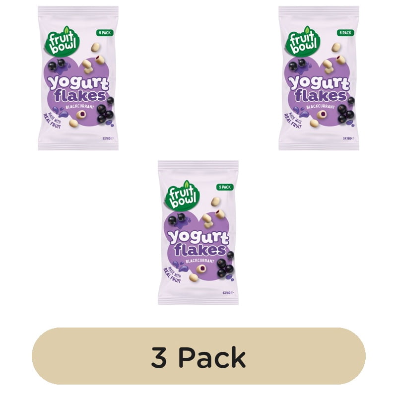 Fruit Bowl Blackcurrant Yogurt Flakes 5 x 18g, British Import (Pack of 3)