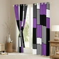 thumbnail image 3 of Feelyou Geometric Anstract Black Out Curtains for Adult, Purple Grey Square Curtains Pack of 2 (42x63 Each), Modern Fashion Bedroom Curtains, Curtains and Drapes Home Decor, 3 of 6