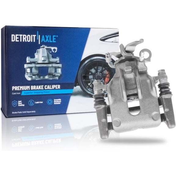 Detroit Axle - Rear Right Brake Caliper for Ford 2000-2007 Focus, Passenger Side Disc Brake Caliper with Bracket 2001 2002 2003 2004 2005 2006 Replacement