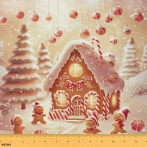 Castle Fairy Gingerbread Man Fabric by the Yard 1 Yard for Teens,Merry Christmas Home Decor Fabric by the Yard,Festival Theme Room Decor Fabric by the Yard,Microfiber Bedroom Decor