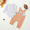 thumbnail image 2 of YDFCWXW My First Baby Boy Outfit Infant Boy Oneise Waffle Knit Newborn Outfits Clothes (Orange, 3-6 Months), 2 of 4