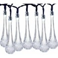 thumbnail image 1 of Luz solar blanca positiva, 6,5 m, 30 luces, 8 funciones, luz de gota de agua, impermeable, LED, cadena de luz solar, bola de burbujas, jardín al aire libre, para interiores y exteriores, decoración n, 1 of 5