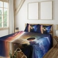thumbnail image 3 of Ambesonne Universe Fitted & Top Sheet Set with Shams, Solar System Cornet, Red Blue, 3 of 8