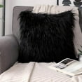thumbnail image 3 of Phantoscope Merino Style Faux Fur Series Decorative Throw Pillow Bundle, 12" x 20"/20" x 20", Black, 2 Pack, 3 of 5