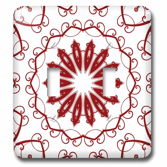 3dRose, Red and Black Mandala Plate, double toggle switch