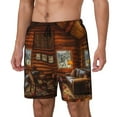 thumbnail image 2 of Xecao Log Cabin Inside for Men's Swimming Trunks Swim Trunks Quick Dry Swim Shorts with Mesh Lining Funny Swimwear Bathing Suits, 2 of 9
