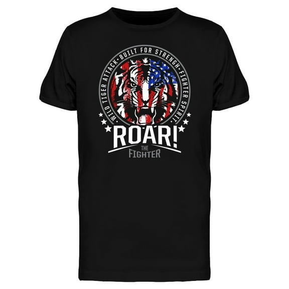 Tiger Fighter Typography T-Shirt Men -Image by Shutterstock, Male 3X-Large